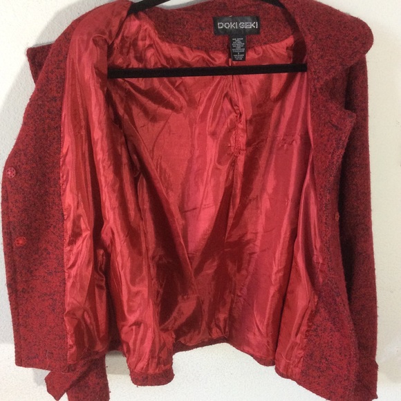 GIFTED 🎁 Doki Geki Nordstrom Red Bow Coat - Picture 7 of 8